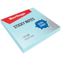 Cтикеры для записей с клеевым краем Berlingo Ultra Sticky LSn_39205, 75х75 мм, голубой, 100 л