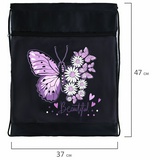 Мешок для обуви BRAUBERG, с петлёй, карман на молнии, 47&times;37 см, &quot;Butterfly&quot;, 271607