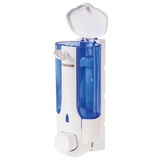 Диспенсер для жидкого мыла ЛАЙМА 603921, наливной, 0,38 л, ABS-пластик, цвет белый с синим