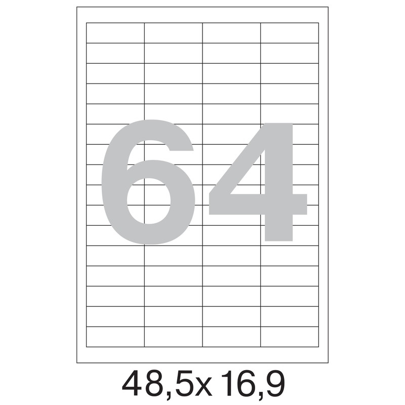 Этикетки MEGA Label (48,5х16.9 мм, белые, 64 шт. на листе A4, 100 листов)
