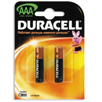Батарейки Duracell LR03 AAA Alkaline MN2400 BL2 A286, 1,5V 2 