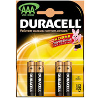 Батарейки Duracell LR03 AAA Alkaline MN2400 BL4 A286, 1,5V 1 