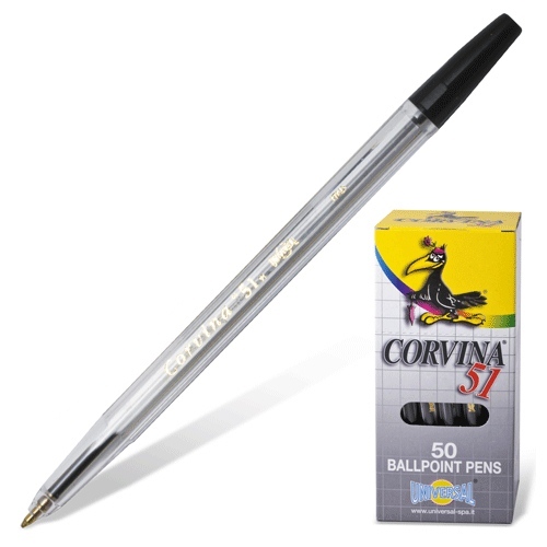 Ручка шариковая Corvina, черная, 40163/04 прозрачный корпус