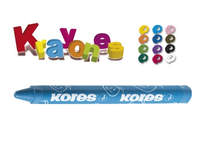 Мелки восковые для рисования, 12 цветов, Kores Krayones, трехгранные, 10 мм
