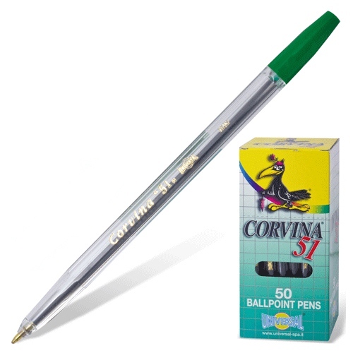 Ручка шариковая Corvina, зеленая, 40163/04 прозрачный корпус