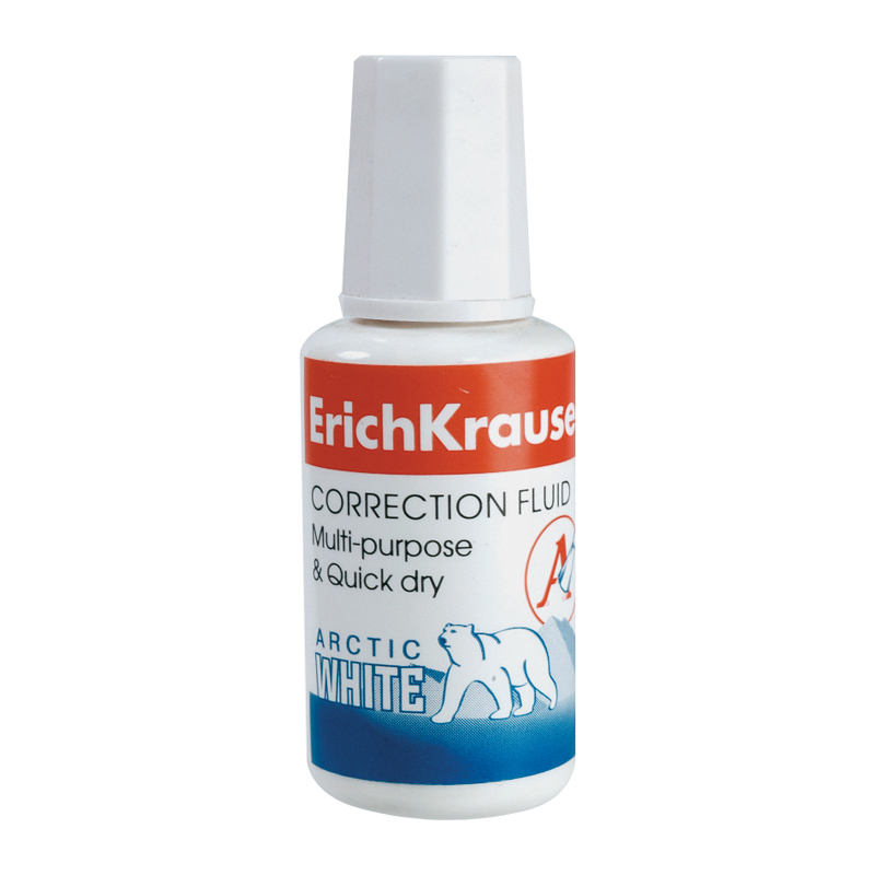 Корректирующая жидкость Erich Krause Arctic White 20 мл, на химической основе