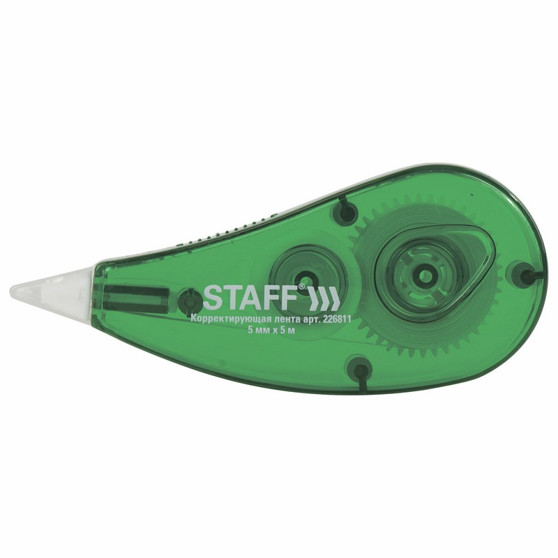Корректирующая лента STAFF 226811, 5 мм х 5 м, корпус зеленый