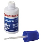 Корректирующая жидкость BRAUBERG 221013, спиртовая, 20 мл, ярко-белая, с кисточкой