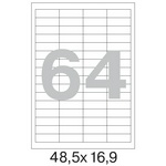 Этикетки самоклеящиеся Promega label basic, А4 100 листов, белые, 64 этикетки, 48,5х16,9 мм, 70 г/м2