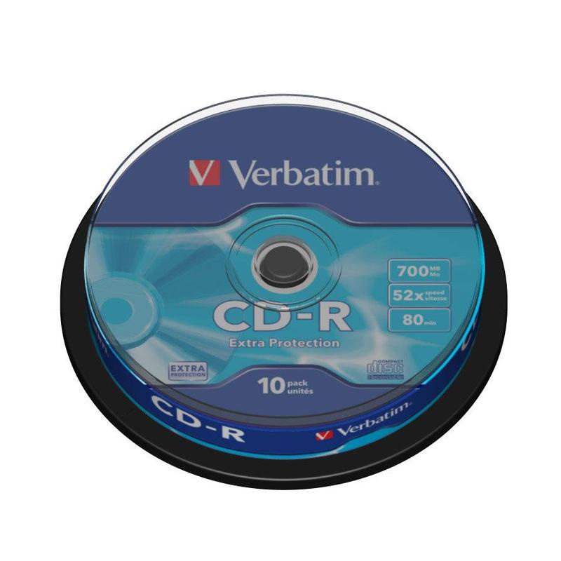 Диск CD-R Verbatim Extra Protection 700 Mb 52x 10 штук, Cake Box 43437