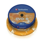 Диск DVD-R 16x 4.7Gb CakeBox Verbatim 25 шт. упак. 84129