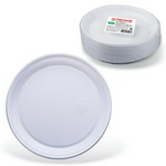 Одноразовые тарелки плоские, 100 шт., пластик, d=220 мм, "БЮДЖЕТ", белые, ПС, холодное/горячее, LAIM…