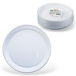 Одноразовые тарелки плоские, 100 шт., пластик, d=220 мм, "СТАНДАРТ", белые, ПП, холодное/горячее, LA…