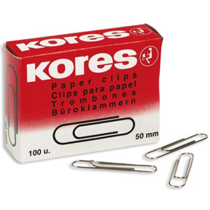 Скрепки Kores, KCR50 43012 никелированные 50 мм, круглые, 100 шт