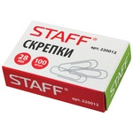 Скрепки STAFF 220012, 28 мм, металлические, 100 шт., в картонной коробке, Россия