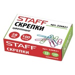 Скрепки STAFF "Manager", 28 мм, цветные, 100 шт., в картонной коробке, 226821