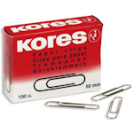 Скрепки Kores, KCR50 43012 никелированные 50 мм, круглые, 100 шт