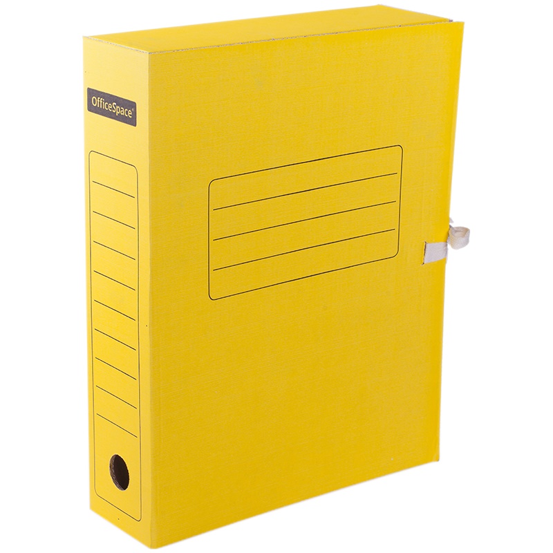 Папка архивная OfficeSpace из микрогофрокартона с завязками, 75 мм, желтый