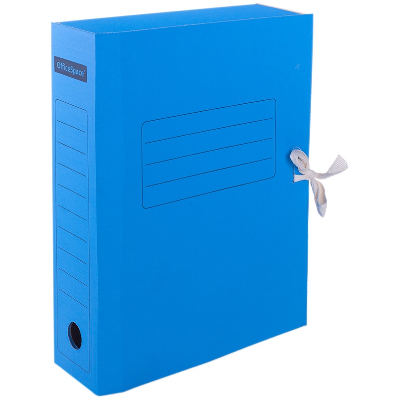 Папка архивная OfficeSpace из микрогофрокартона с завязками, 75 мм, синий
