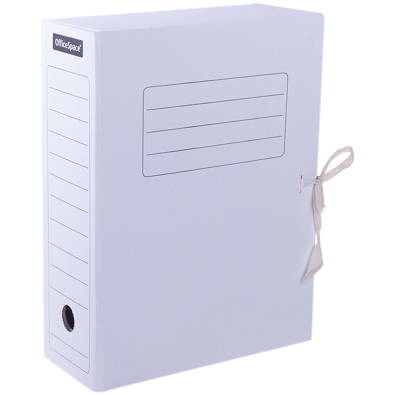 Папка архивная OfficeSpace из микрогофрокартона с завязками, 100 мм, белый