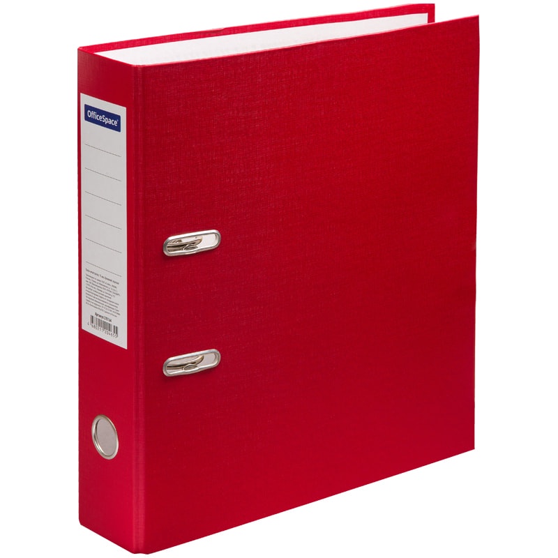 Папка-регистратор OfficeSpace 270164, 70 мм, А4, бумвинил, красная