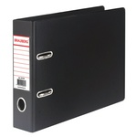 Папка-регистратор формат А5, 70 мм, горизонтальная, покрытие ПВХ, черная, BRAUBERG, 223190
