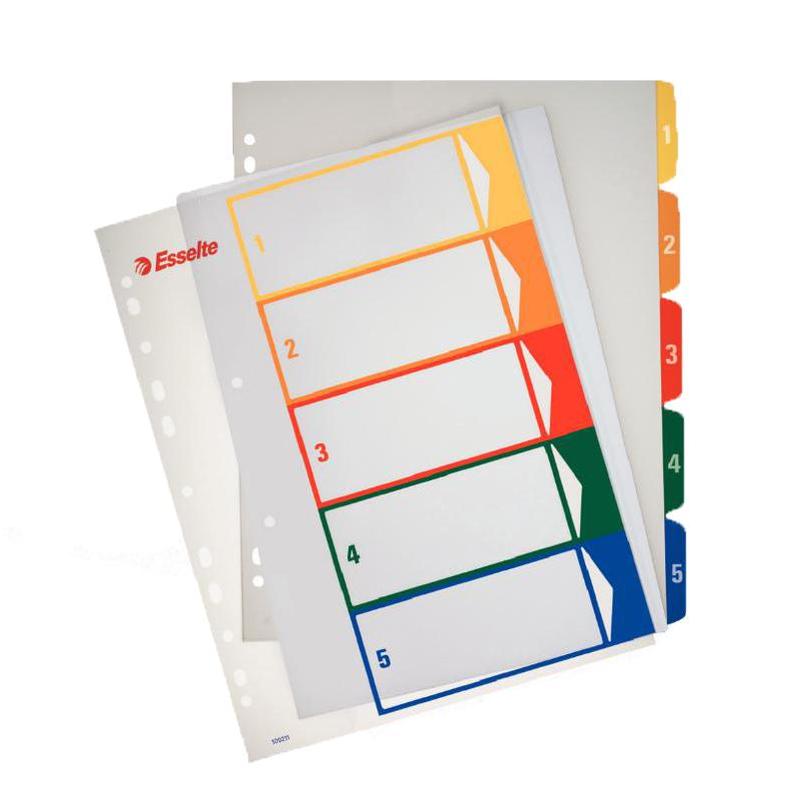 Разделитель листов Esselte 100211 5 цветов, пластиковый, формат A4+ 5 листов.