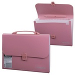 Папка-портфель пластиковая BRAUBERG 221441, А4 (327х254х30 мм), 13 отделений, розовая