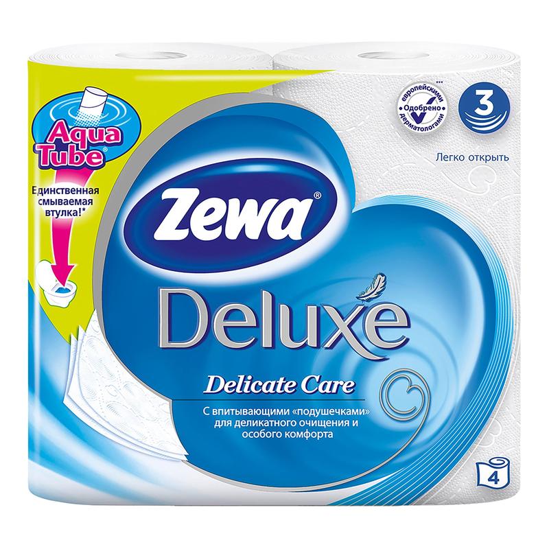 Бумага туалетная Zewa Deluxe 3228 3-слойная белая 4 рулона в упак