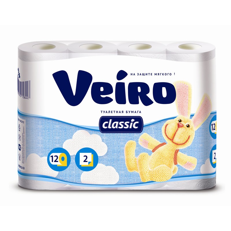 Бумага туалетная Veiro classic 5с212, 2-слойная, белая, 12 рул