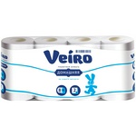 Бумага туалетная Veiro "Домашняя" 1С28, 2-слойная, белая с тиснением, 8 рулонов