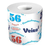 Бумага туалетная Veiro Сыктывкарская 56, цвет натуральный, 1 слойная, белая, арт. 4C10