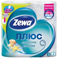 Бумага туалетная Zewa Плюс океанская свежесть 2-слойная голубая, 4 рул. в упак