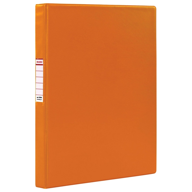 Папка на 2 кольцах BRAUBERG 228386, картон/ПВХ, 35 мм, оранжевая, до 180 листов