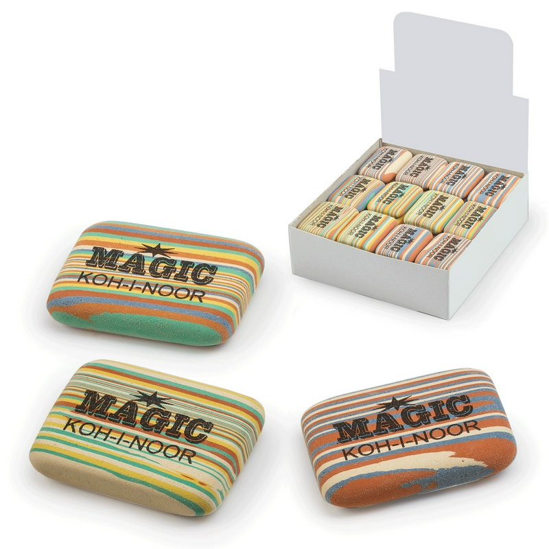 Ластик KOH-I-NOOR "Magic", 35x24x8 мм, цветной, ассорти, прямоугольный, натуральный каучук, 6516040001KD