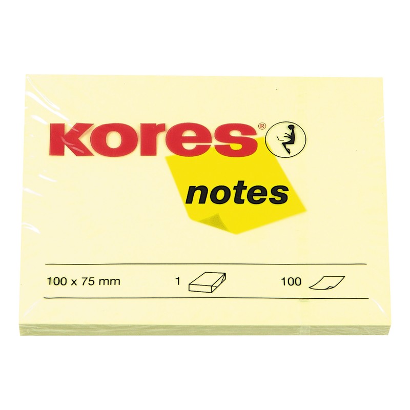 Стикеры Kores 100x75 мм, желтый пастельный, 100 л