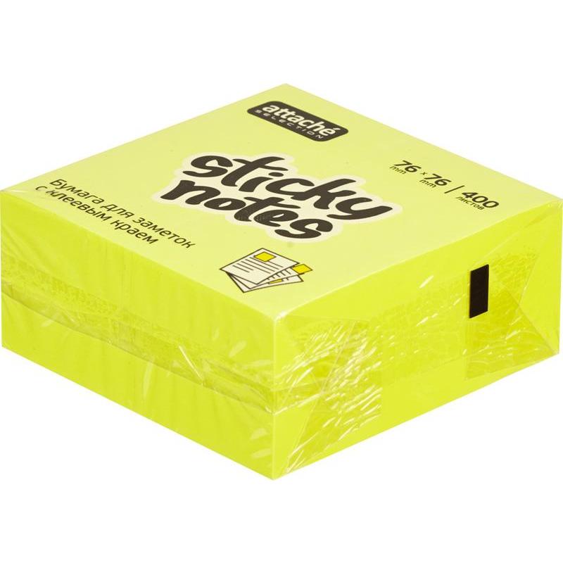 Блок-кубик Attache, Куб 76х76 мм, желтый, неоновый, 400л