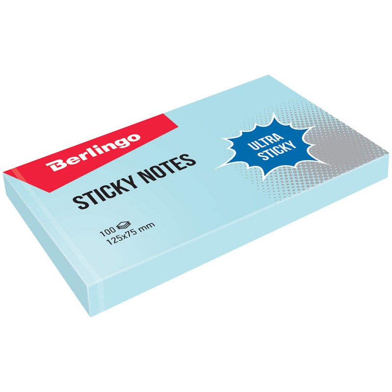 Стикеры Berlingo Ultra Sticky LSn_39302, 125х75 мм, голубые, пастельные, 100 л