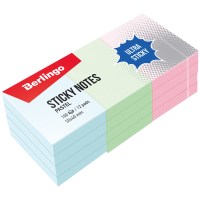 Cтикеры для записей с клеевым краем Berlingo Ultra Sticky LSn_39001, 50х40 мм, 12 блоков по 100л, 3 …