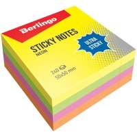 Cтикеры Berlingo Ultra Sticky LSn_40102, 50х50 мм, 4 неоновых цвета, 240 л