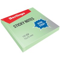Cтикеры для записей с клеевым краем Berlingo Ultra Sticky LSn_39206, 75х75 мм, зеленый, 100 л