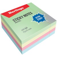 Cтикеры Berlingo Ultra Sticky LSn_40001, 75х75 мм, 4 пастельных цвета, 400 л