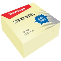 Cтикеры Berlingo Ultra Sticky LSn_40000, 75х75 мм, пастель, желтый, 400 л