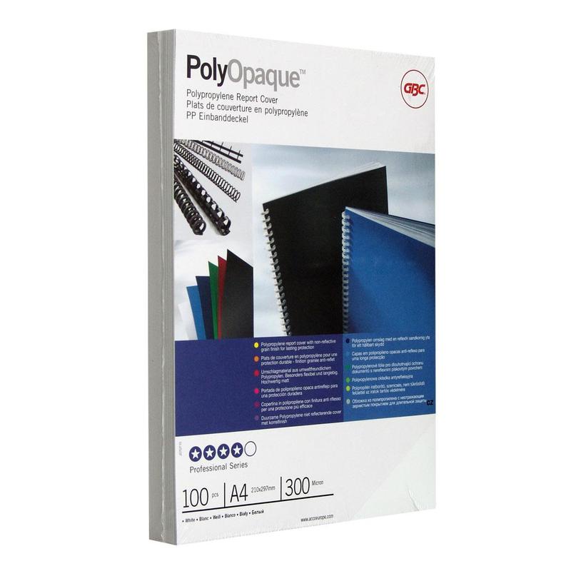 Обложки для переплета А4 GBC PolyOpaque IB386817 300 мкм, белые, непрозрачные, пластиковые, 100 шт