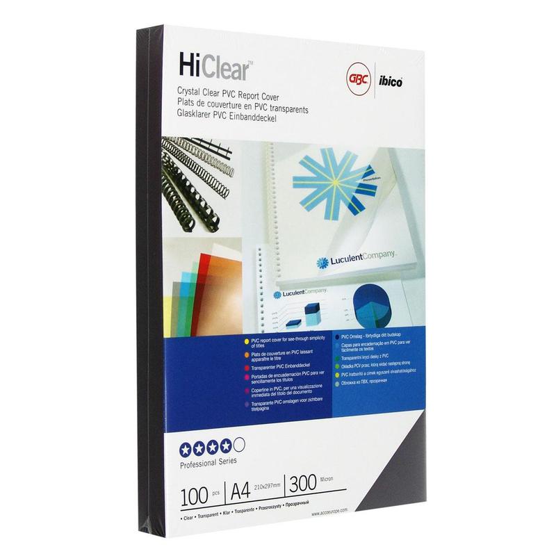 Обложки для переплета А4 GBC CE013080E HiClear 300 мкм прозрачные, пластиковые.