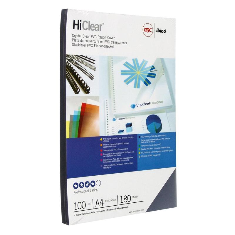 Обложки для переплета А4 GBC CE011880E HiClear 180 мкм прозрачные, пластиковые.