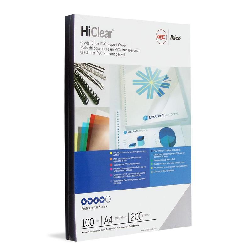 Обложки для переплета А4 GBC CE012080E HiClear 200 мкм прозрачные, пластиковые.