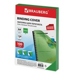 Обложки для переплета пластиковые BRAUBERG 530828 прозрачно-зеленые, А4, 150 мкм