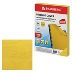 Обложки для переплета картонные BRAUBERG 530950 тиснение под кожу, желтые, А4, 100 л, 230 г/м2