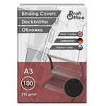 Обложки для переплета А3 Profi Office черные картон под кожу, 100 л. в упак. 270 г/м